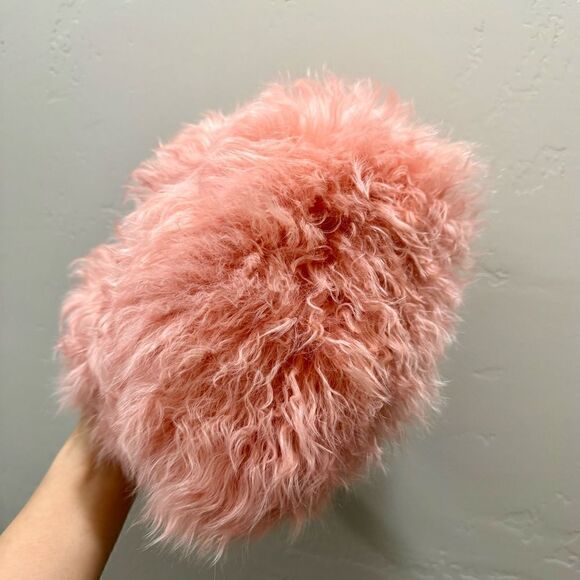 Genuine Curly Lamb Fur Handmade Leather Braided Handles Tote Bag, Crossbody - Picture 14 of 16